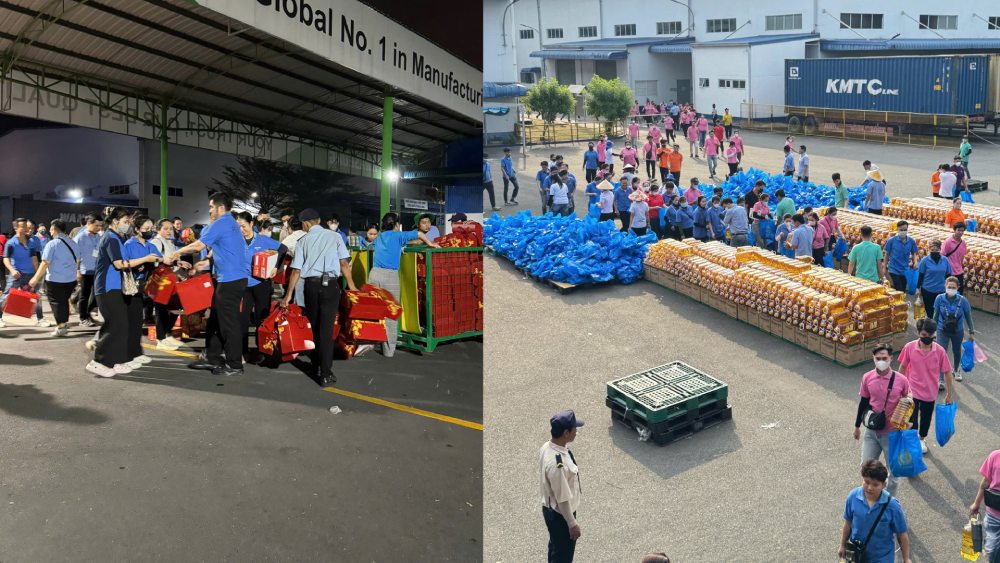 Toàn bộ số quà Tết đã trao đến tay đoàn viên, NLĐ Công ty. Ảnh: CĐCS Hwaseung Rạch Giá