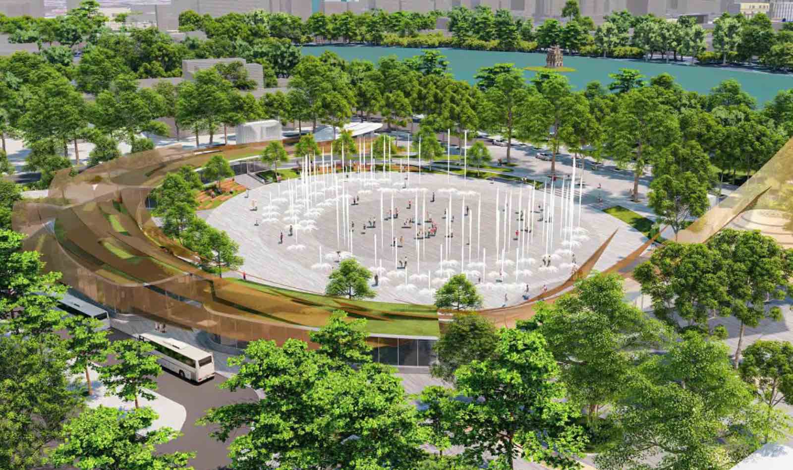 Phối cảnh dự án quảng trường - công viên phía Đông hồ Hoàn Kiếm. Ảnh: UBND TP Hà Nội 