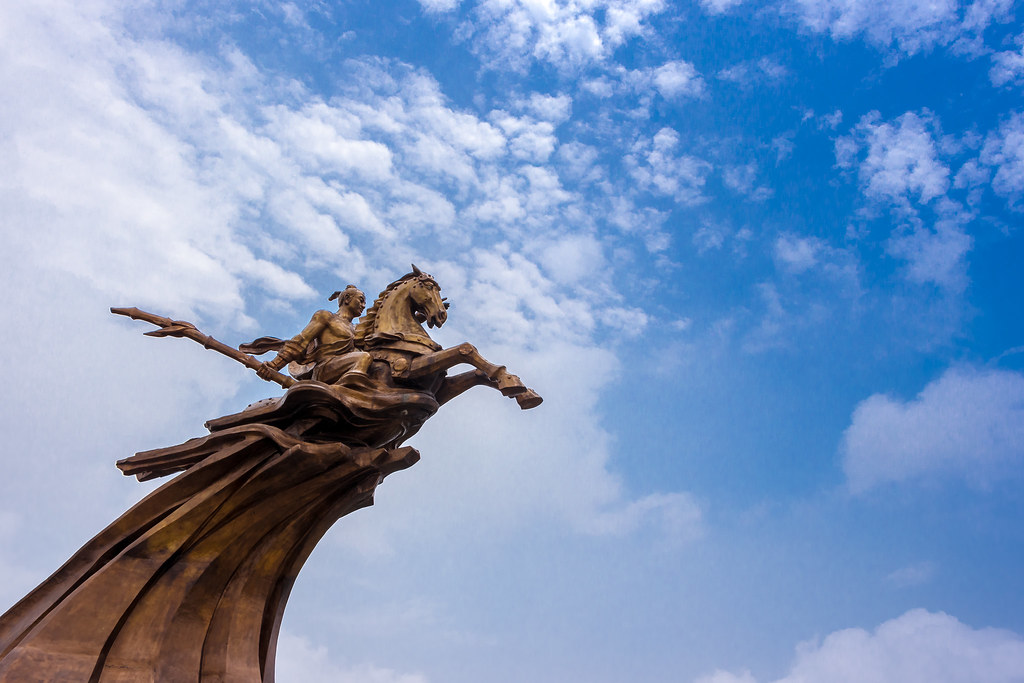 Statue of Saint Giong on the top of Soc Mountain, Hanoi. Photo: Kien Hai