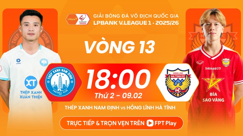 Nam Dinh meets Hong Linh Ha Tinh in round 13 of V.League. Photo: FPT Play