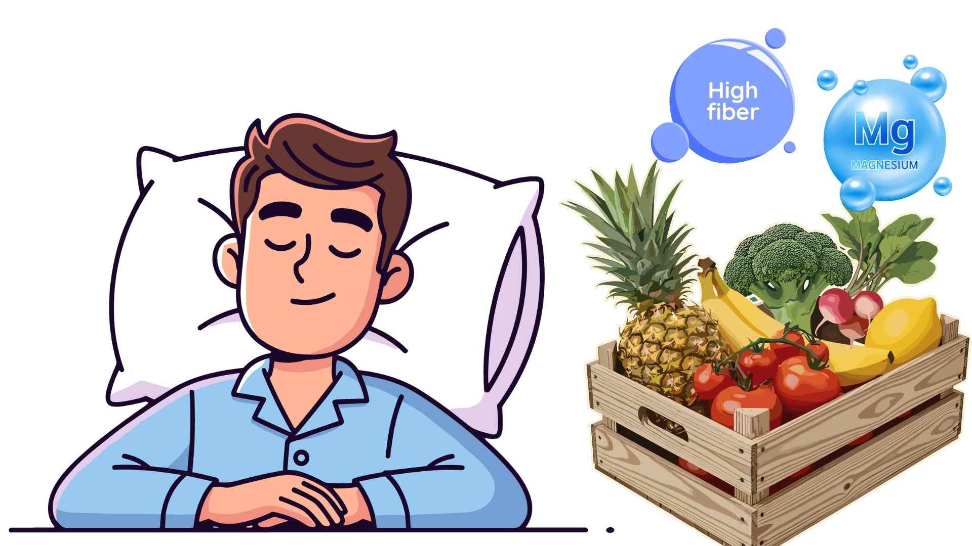 Supplementing fiber and magnesium helps sleep well. Graphics: Ha May