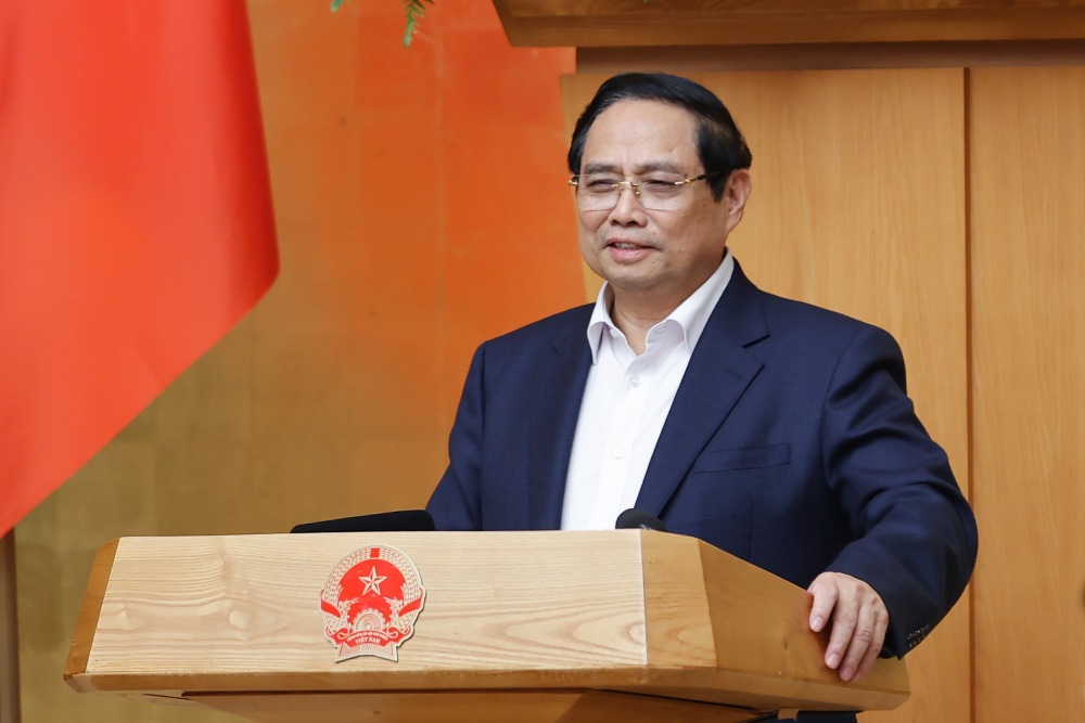 Thủ tướng Chính phủ Phạm Minh Chính phát biểu tại phiên họp Chính phủ thường kỳ tháng 1.2026. Ảnh: VGP