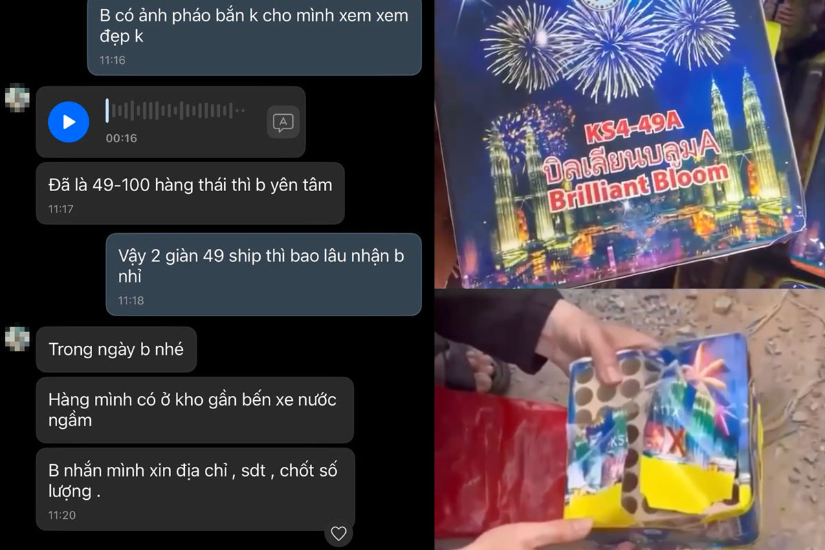 Việc mua bán pháo lậu diễn ra công khai trên mạng xã hội. Ảnh: Nhóm PV