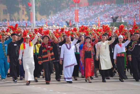 Representative bloc of 54 Vietnamese ethnic groups in the military parade and march to celebrate the 80th anniversary of National Day 2. 9. Photo: Tuan Anh