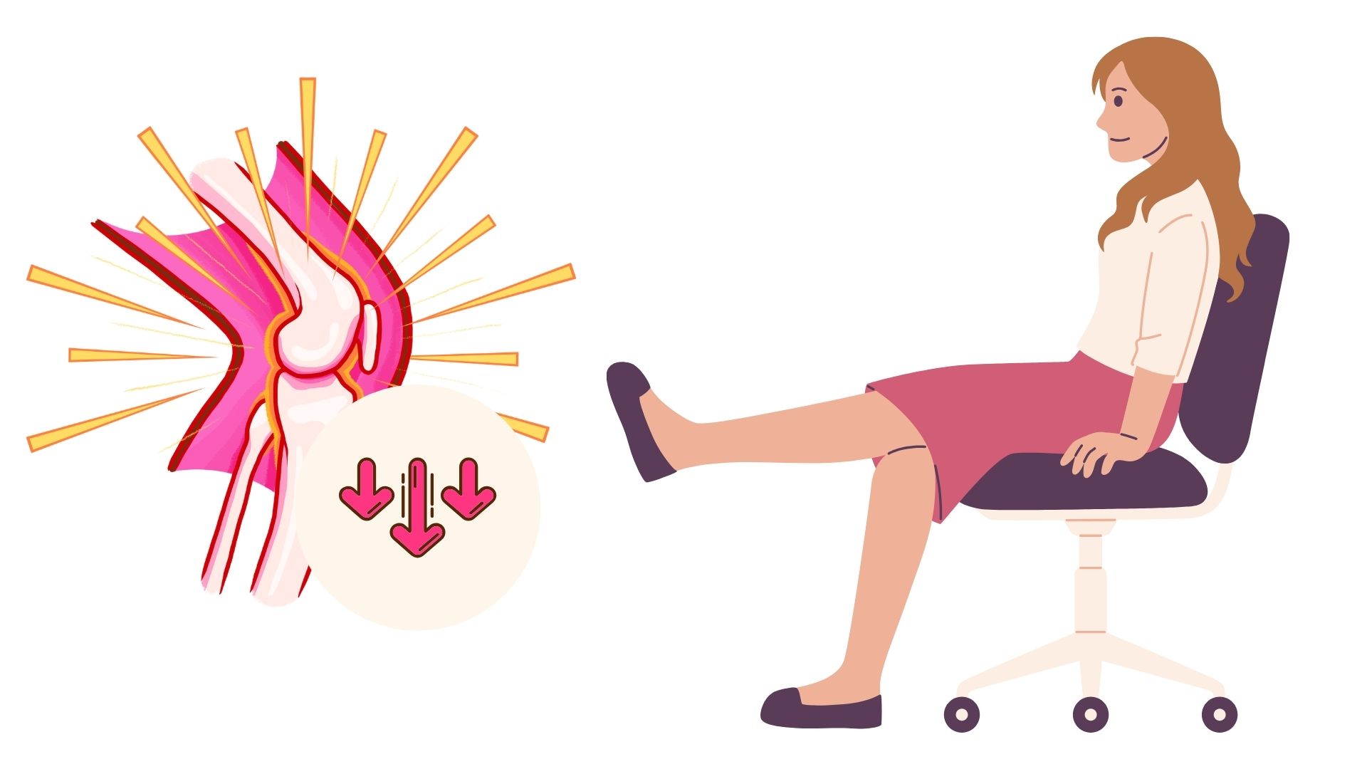 Stretching your knees while sitting in a controlled manner is an exercise that helps reduce stiffness in the morning. Graphics: Thanh Thanh