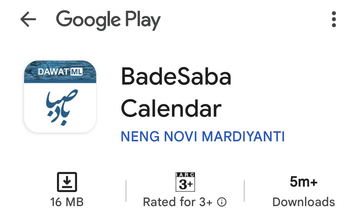 Ứng dụng cầu nguyện BadeSaba Calendar trên Google Play. Ảnh: Google Play