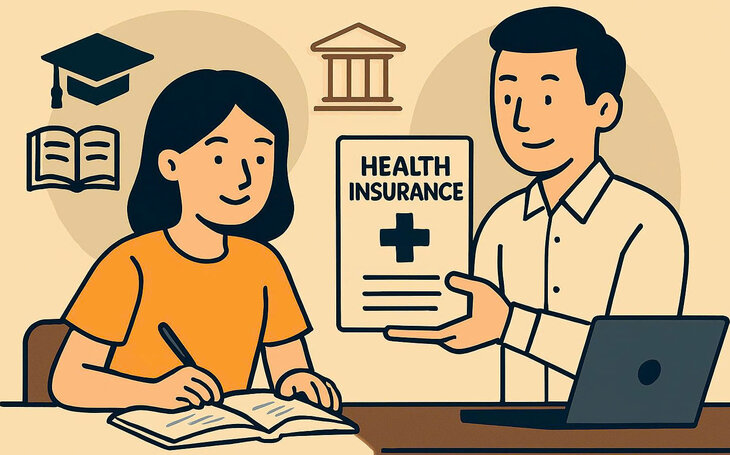 Procedures to buy health insurance while studying at the Social Protection Center. Graphics: Huong Giang