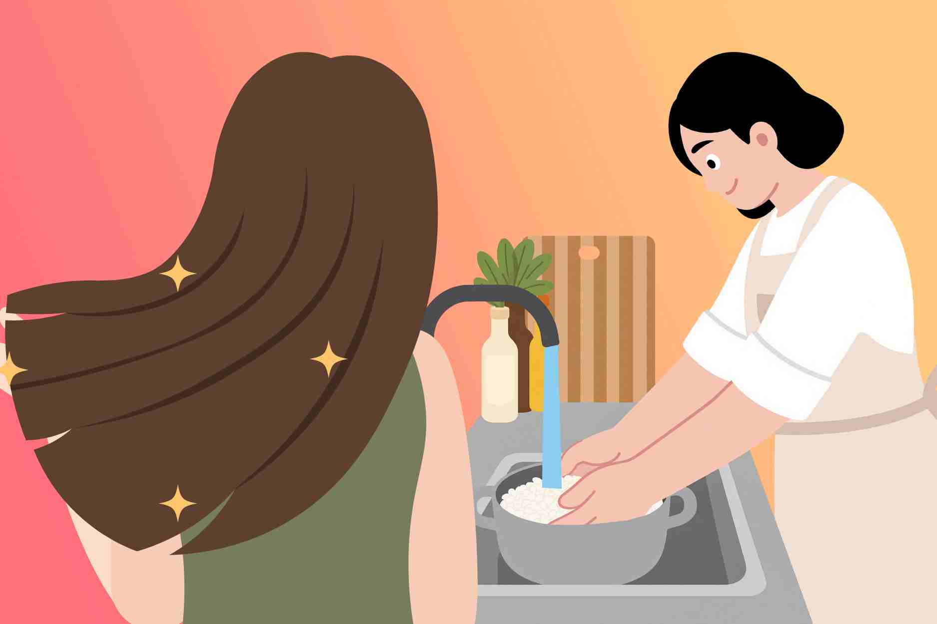 Important notes when taking care of hair with rice water