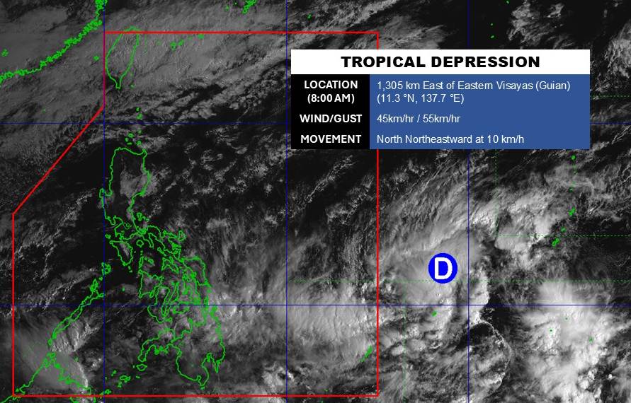 Cập nhật vị trí của áp thấp nhiệt đới hình thành gần Biển Đông. Ảnh: PAGASA