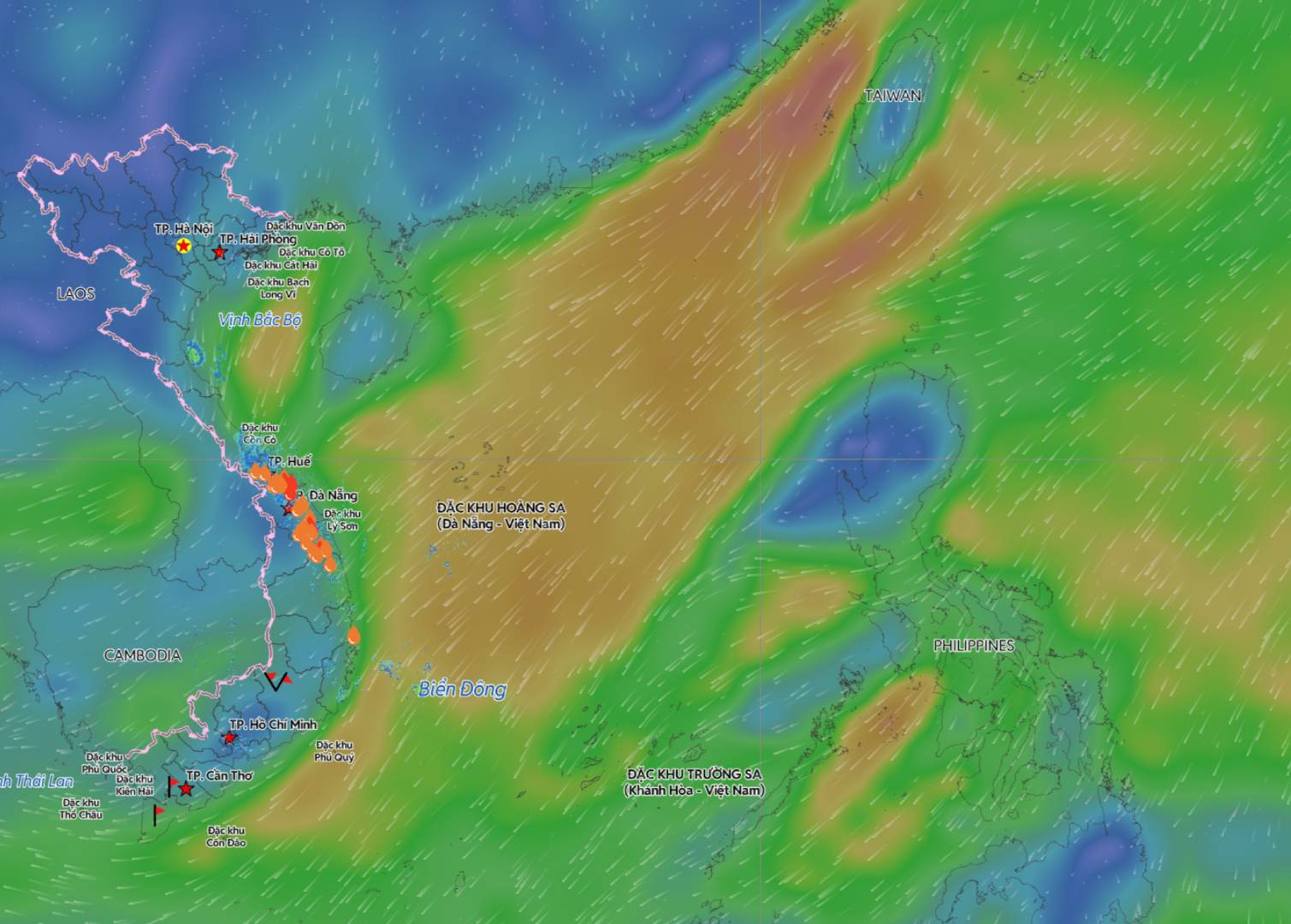 Weather forecast for North East Sea, Central East Sea unfavorable developments. Image source: Vietnam Disaster Monitoring System