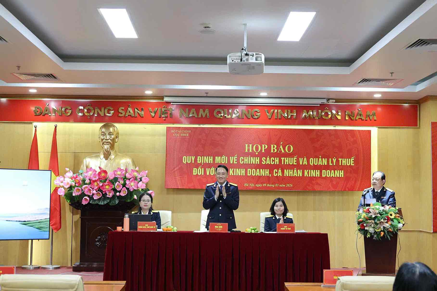 Ngày 9.3, Cục thuế mở buổi họp báo công bố quy định mới về chính sách thuế và quản lý thuế đối với hộ kinh doanh, cá nhân kinh doanh. Ảnh: Hà Vy 