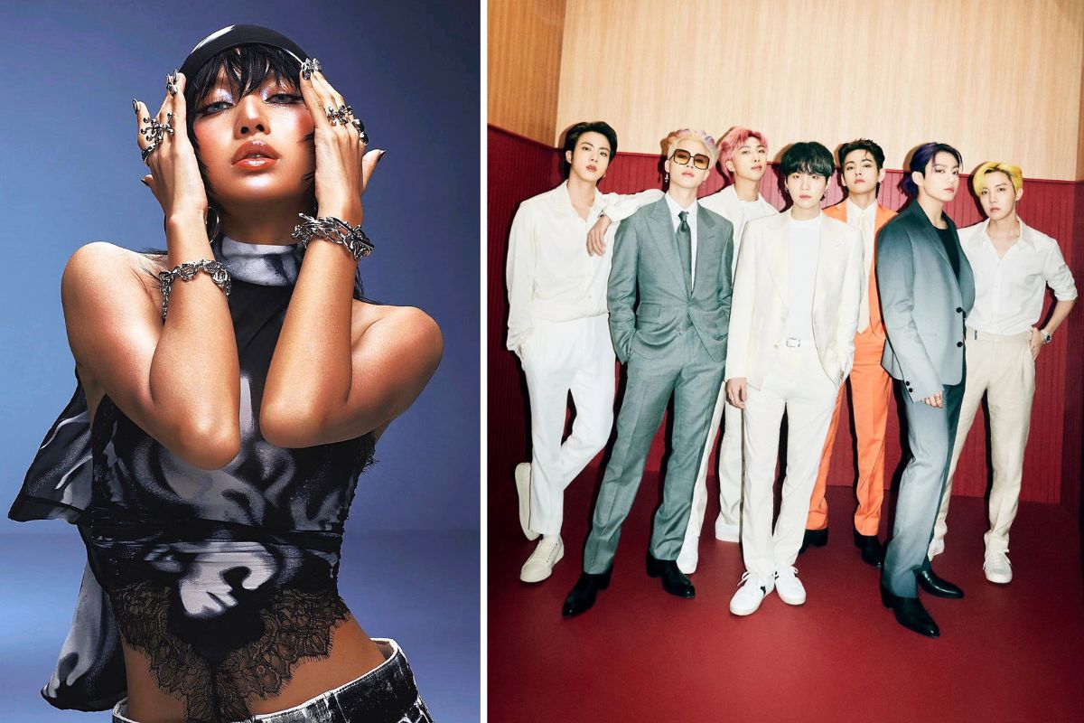 Lisa (Blackpink) and BTS group. Photo: Lotte