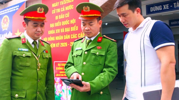 Công an Hà Nội triển khai nhiều phương án bảo đảm an ninh bầu cử Quốc hội khóa XVI. Ảnh: CAHN