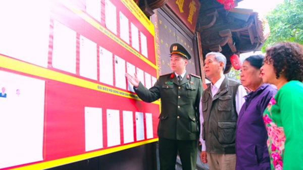 Công an Hà Nội triển khai nhiều phương án bảo đảm an ninh bầu cử Quốc hội khóa XVI. Ảnh: CAHN