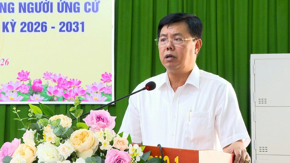 Ông Nguyễn Tiến Hải - Bí thư Tỉnh ủy An Giang phát biểu tại hội nghị. Ảnh: Ngọc Thư