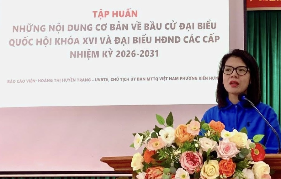 Propaganda about the election of the 16th National Assembly and the People's Council for the 2026–2031 term in Kien Hung ward. Photo: CĐP