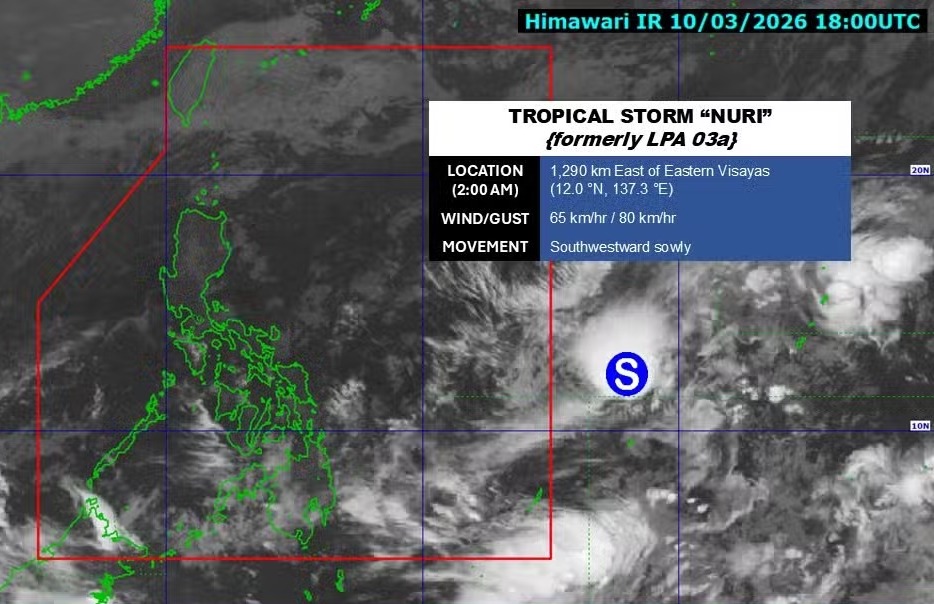 Tropical depression officially becomes Typhoon Nuri off the Philippines. Photo: Pagasa