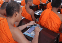 Students register for election information right at school.