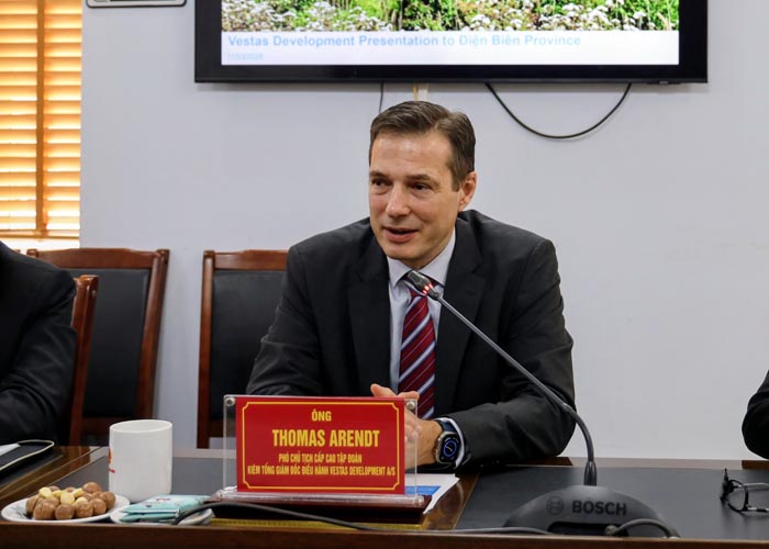 Ông Thomas Arendt - Phó Chủ tịch cấp cao Tập đoàn, Tổng giám đốc điều hành của Công ty Vestas Development A/S. Ảnh: UBND tỉnh Điện Biên