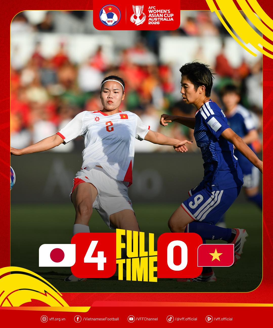 Tuyển nữ Nhật Bản và một số quốc gia khác có sự vượt trội về trình độ so với tuyển nữ Việt Nam. Ảnh: VFF