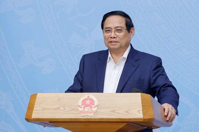 Prime Minister Pham Minh Chinh delivered a concluding speech at the Conference on the situation of silver economic development in the world and adapting to Vietnam's policies and strategies. Photo: VGP/Nhat Bac