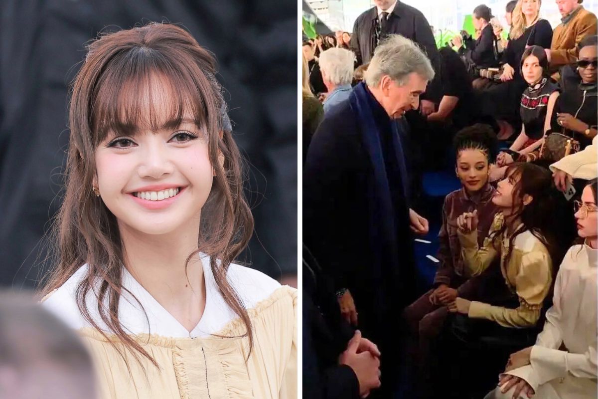 Lisa Blackpink talks with the father of her rumored boyfriend at the Louis Vuitton show. Photo: cut from video