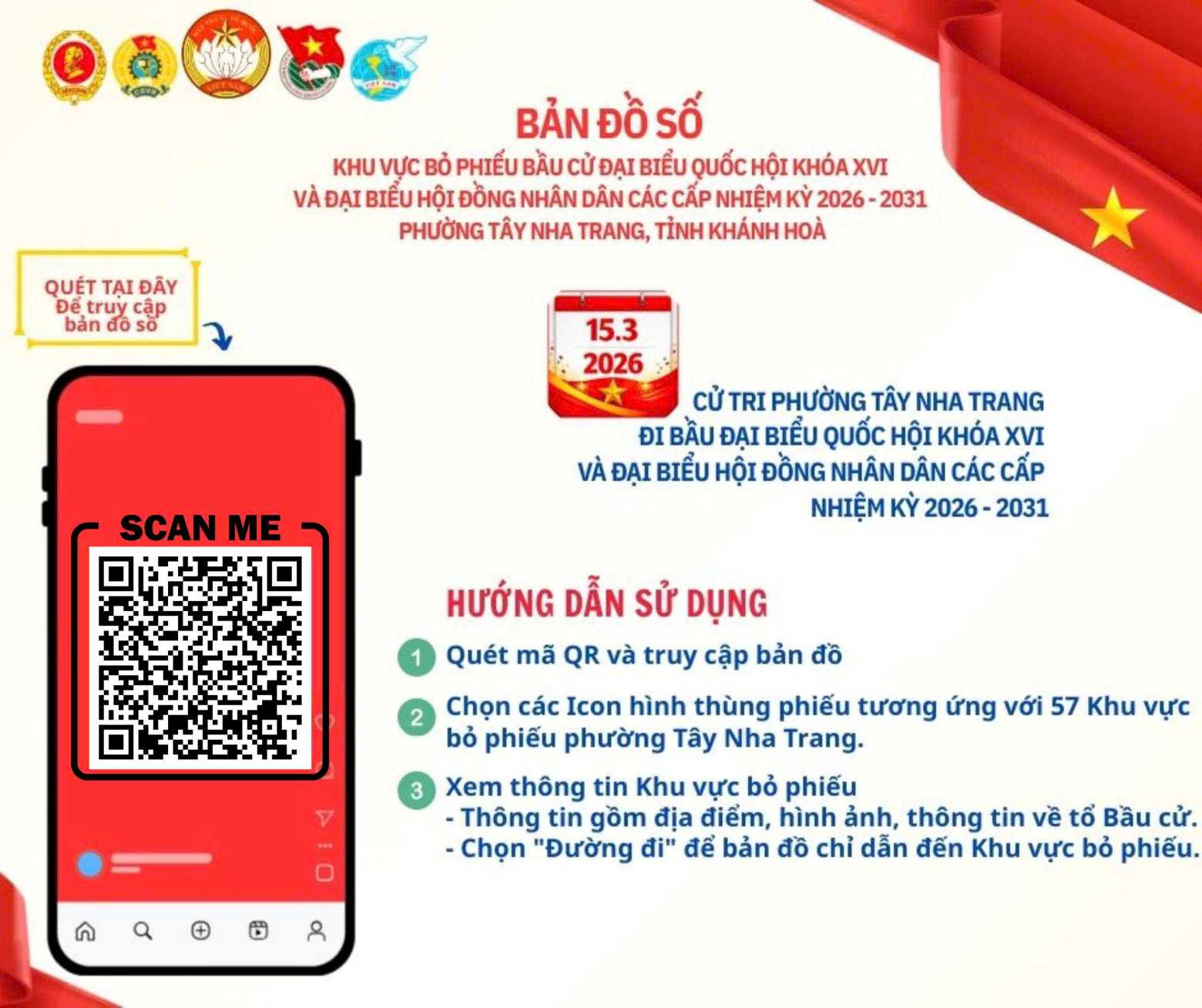 Tay Nha Trang Ward, Khanh Hoa province launches map of voting points for people to look up faster. Photo: Minh Thuy