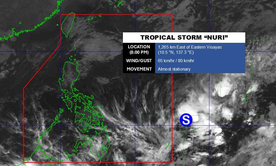 Bão Nuri ngoặt hướng đột ngột trên biển. Ảnh: PAGASA