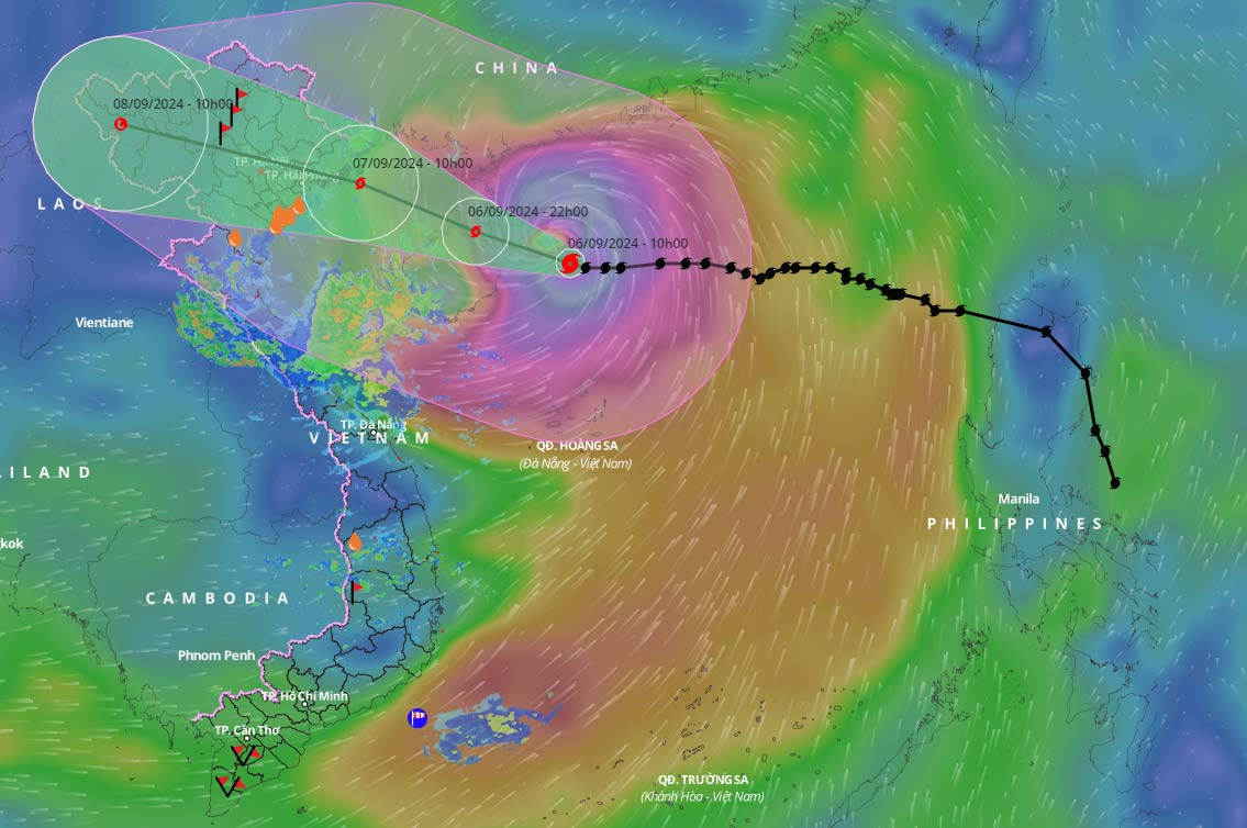 Path of Typhoon Yagi on September 6, 2024. Source: Vietnam Disaster Monitoring System