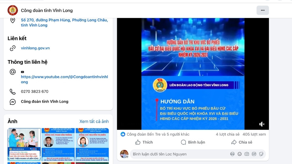 Vinh Long Trade Union promotes digital communication to promote elections on many platforms. Photo: Hoang Loc