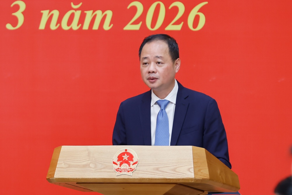 Chủ tịch Viện Hàn lâm Khoa học và Công nghệ Việt Nam Trần Hồng Thái phát biểu nhận nhiệm vụ. Ảnh: VGP/Nhật Bắc