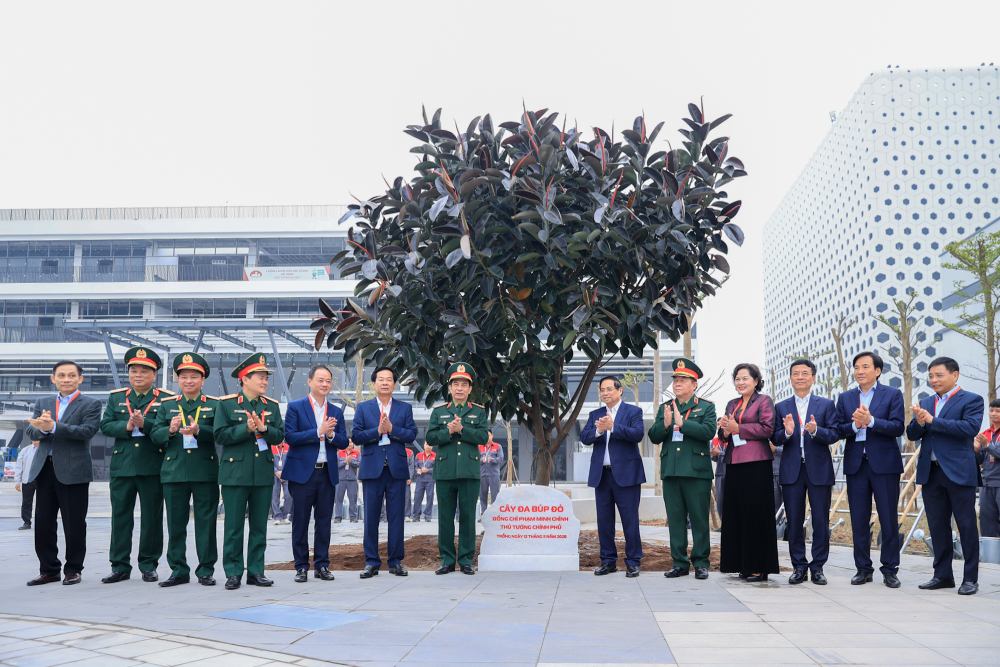 Thủ tướng Chính phủ Phạm Minh Chính trồng cây lưu niệm. Ảnh: VGP/Nhật Bắc  
