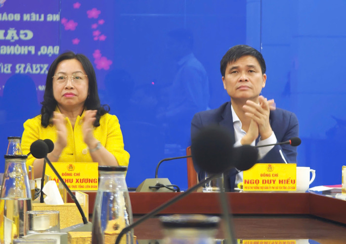 At a press meeting on the afternoon of March 12, leaders of the VGCL informed that the 14th Vietnam Trade Union Congress is expected to be held at the end of May 2026. Photo: Hai Ha