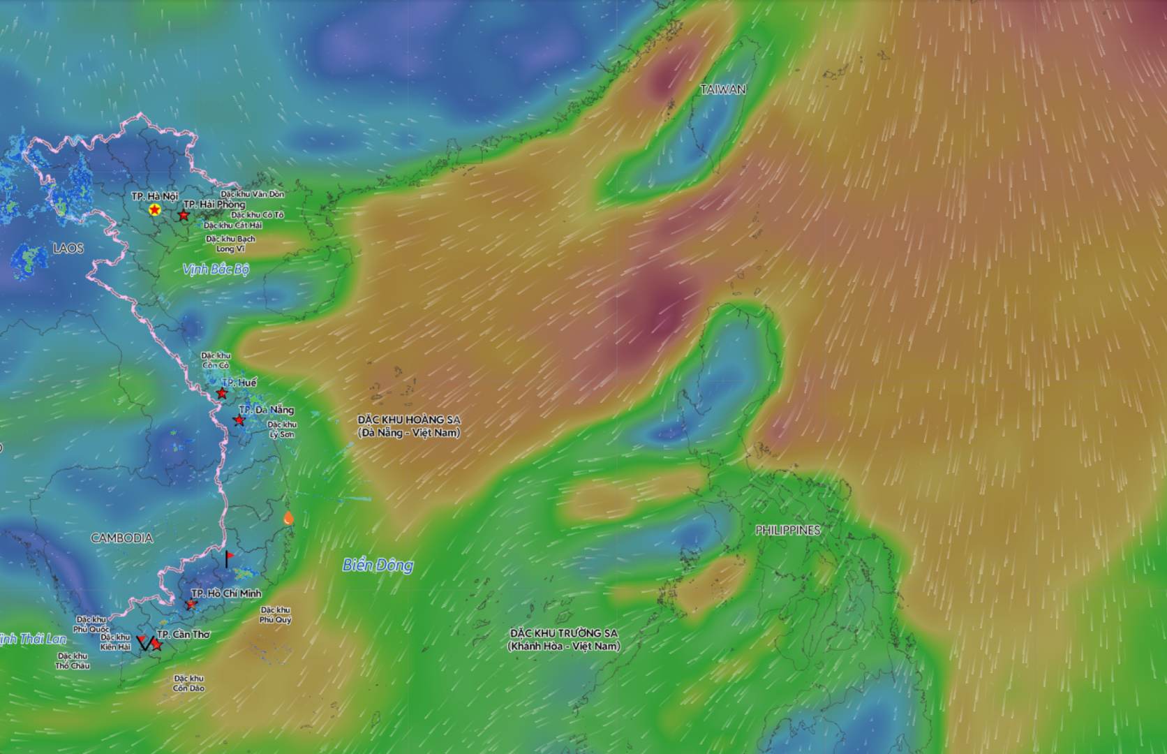 Forecast of intensified cold air causing unfavorable weather in the North East Sea area. Image source: Vietnam Disaster Monitoring System