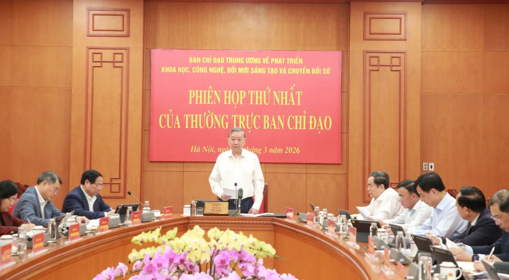 Tổng Bí thư Tô Lâm phát biểu chỉ đạo tại phiên họp. Ảnh: Hiền Hòa