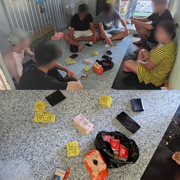 Hiện trường vụ đánh bạc xảy ra ngày 11.3.2026. Ảnh: Công an TP Cần Thơ