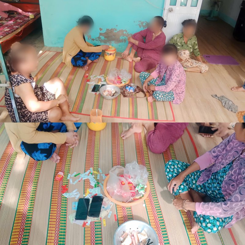 Hiện trường vụ đánh bạc xảy ra ngày 10.3.2026. Ảnh: Công an TP Cần Thơ