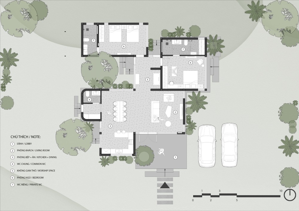 Anh Trần Tuấn Anh - Giám đốc thiết kế của X11 Design Studio cho biết,  lấy cảm hứng từ hình ảnh chiếc chong chóng, biểu tượng của chuyển động gió và sự thông thoáng. Thiết kế tập trung vào tính mở, sự lưu thông không khí và cảm giác nhẹ nhàng trong cách tổ chức hình khối. 