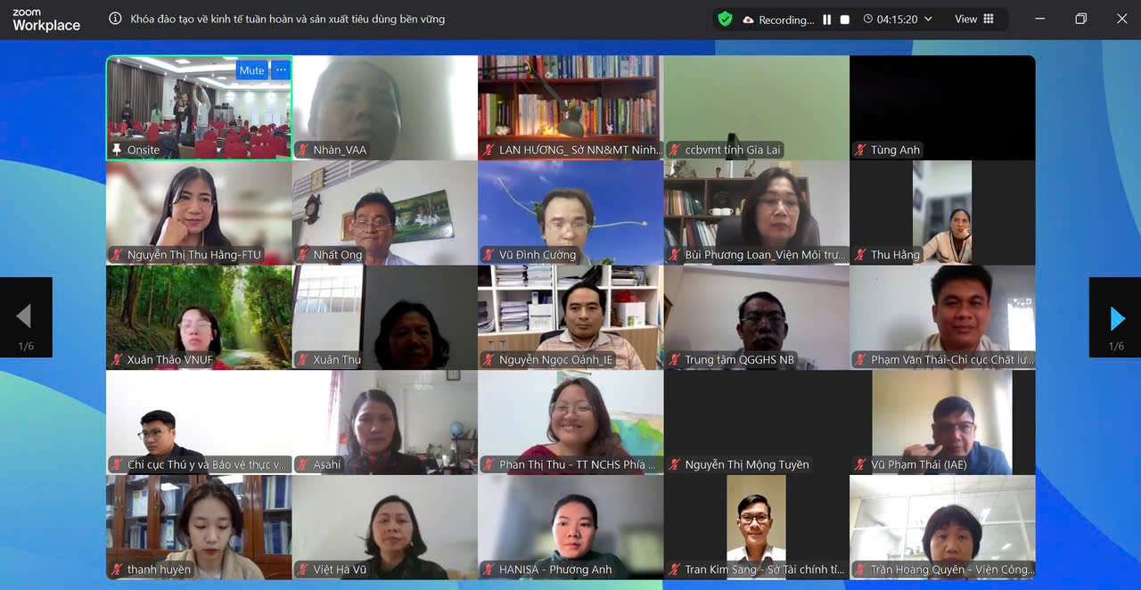 Khóa đào tạo về kinh tế tuần hoàn và sản xuất - tiêu dùng bền vững nhằm nâng cao nhận thức, thúc đẩy triển khai các mô hình phát triển bền vững. Ảnh: Bộ Công Thương