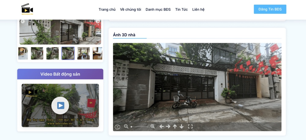 Mỗi tin bài đều có video chi tiết trước nhà và ảnh 3D 360°