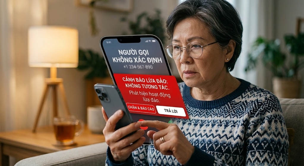 The truecaller application has just launched a phone scam warning feature. Graphics: Hai Nguyen