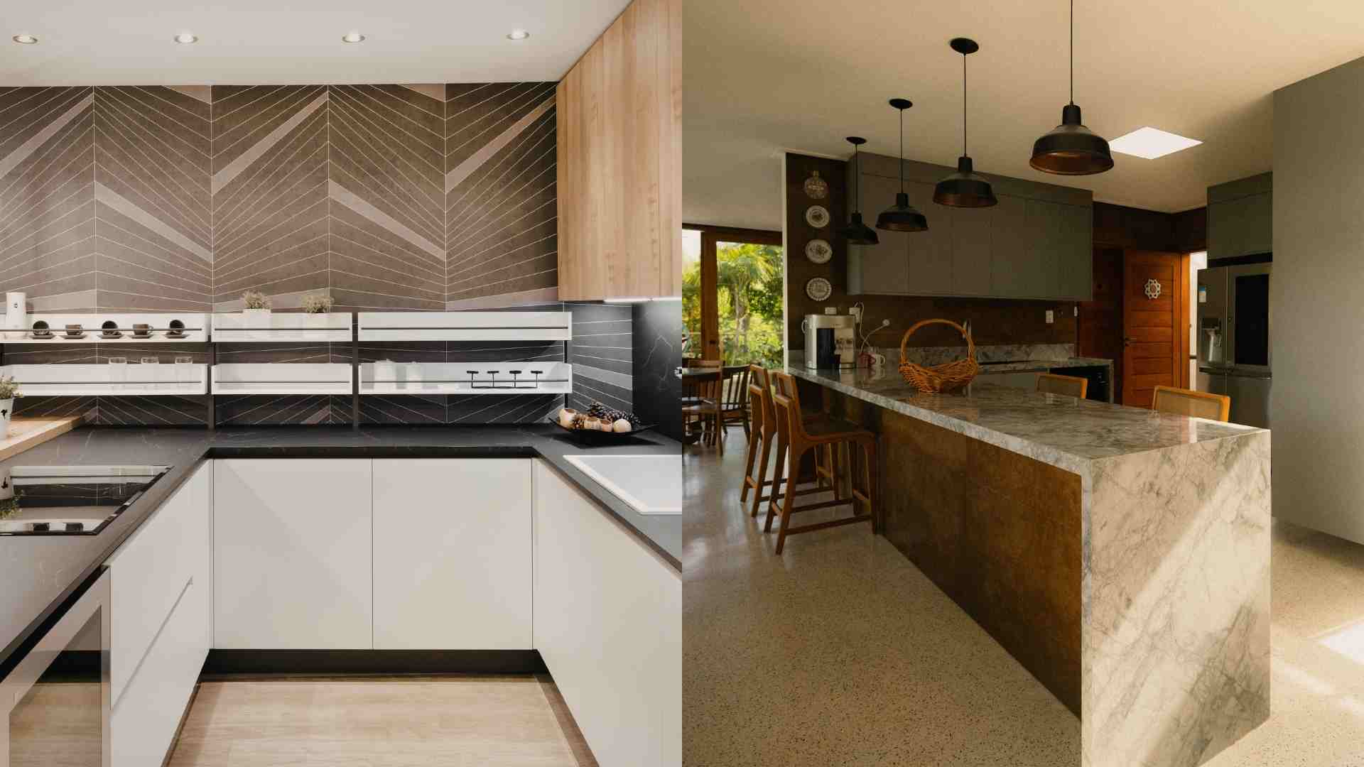 The U-shaped and L-shaped kitchen design makes the space more compact. Graphics: Ha May