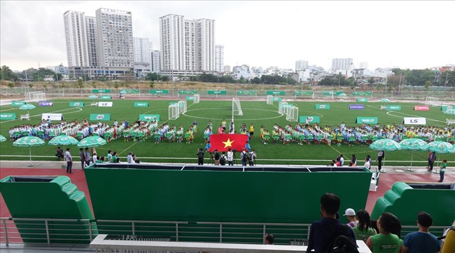 Festival bóng đá học đường tại TPHCM đã tổ chức được 12 năm, thu hút sự tham dự của trên 260 trường tiểu học trên địa bàn. Ảnh: Nguyễn Đăng