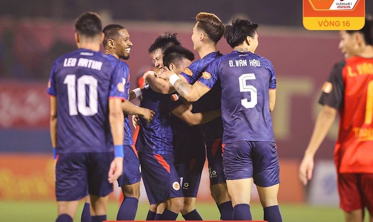 Ninh Binh Club meets Hanoi Police in round 16 of V.League 2025-2026. Photo: Minh Dan