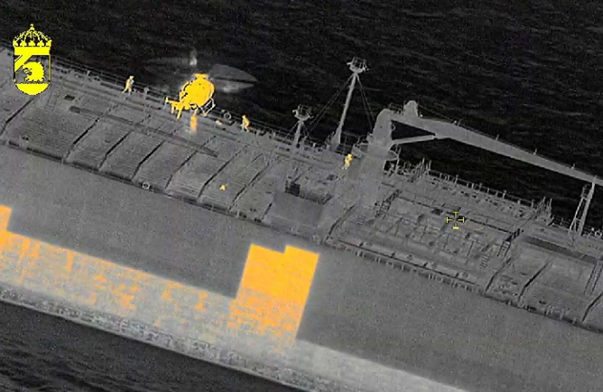 Swedish police search the oil tanker Sea Owl I. Photo: Swedish Coast Guard