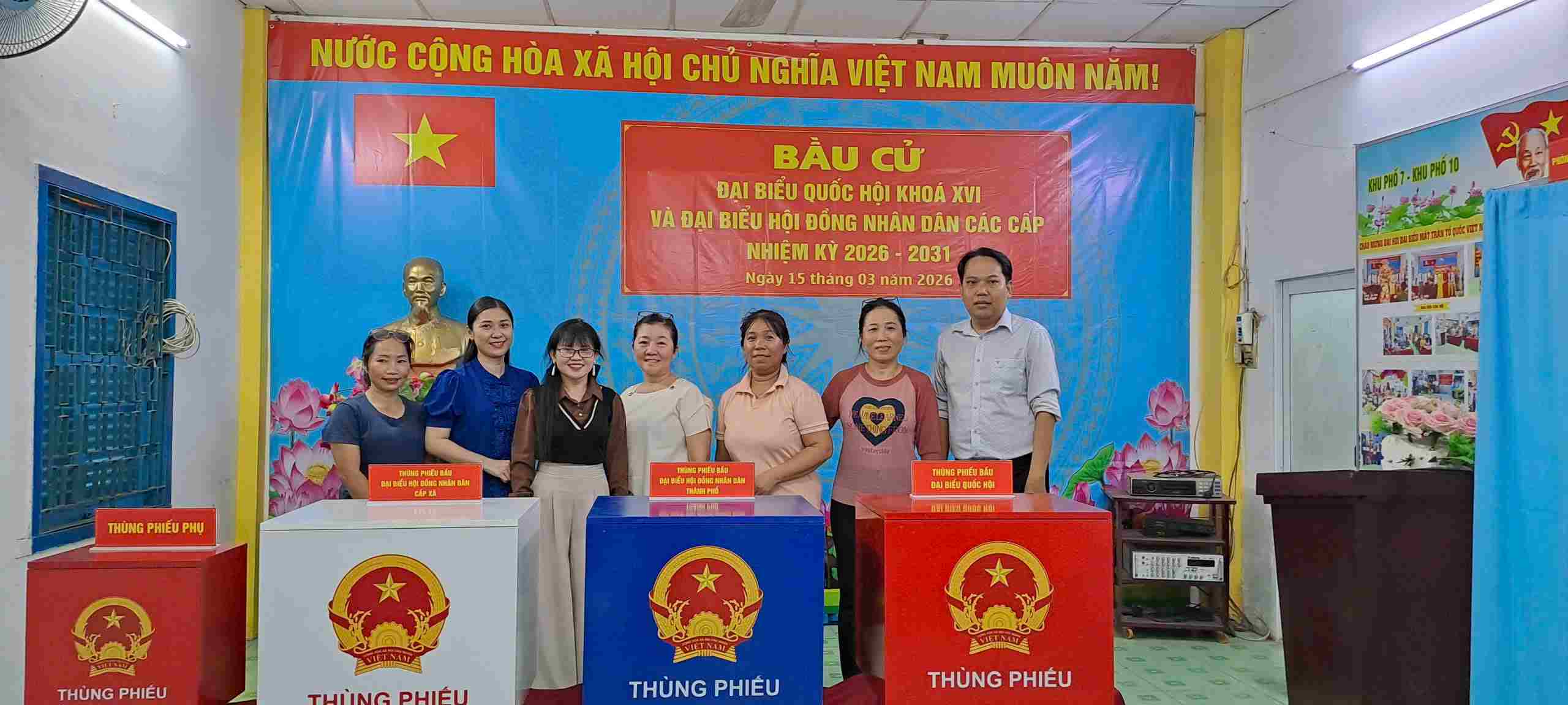 Phường Bình Quới (TPHCM) cũng đã hoàn tất công tác chuẩn bị, sẵn sàng cho ngày bầu cử 15.3. Ảnh: Thái Bảo