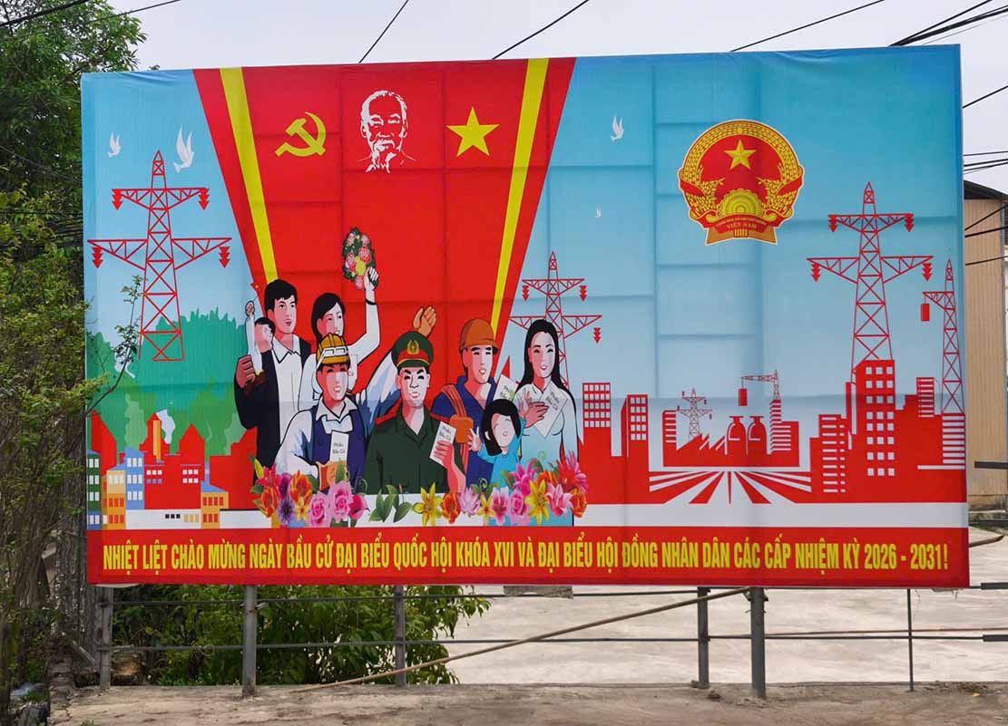 Pano tuyên truyền bầu cử tại xã Tam Thái, Nghệ An. Ảnh: Mai Ngân