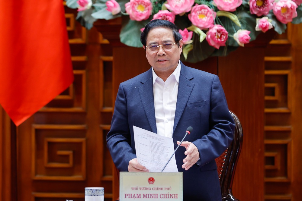 Prime Minister Pham Minh Chinh emphasized the development of the airport economy; exploiting the West Lake center in the master plan of Hanoi Capital 100-year vision. Photo: VGP/Nhat Bac