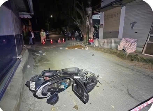 Scene of the motorbike collision. Photo: Hai Phong Traffic Safety Board