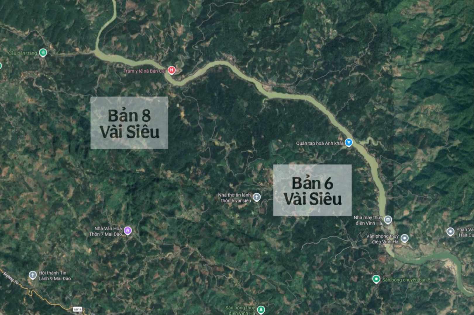 Lao Cai will expand the road from Ban 6 Vai Sieu to Ban 8 Vai Sieu. Photo: Google Maps